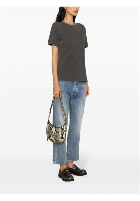 Grey crystal-embellished cotton T-shirt Golden goose - women GOLDEN GOOSE | GWP01220P00067060318
